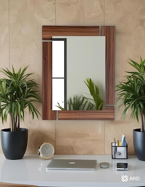 Espejo rectangular Ard Decorativo de pared de madera Glanz Oak