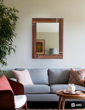 Espejo rectangular Ard Decorativo de pared de madera Glanz Oak