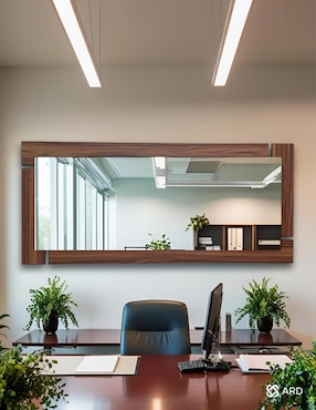 Espejo rectangular Ard Decorativo de pared de madera Glanz Oak