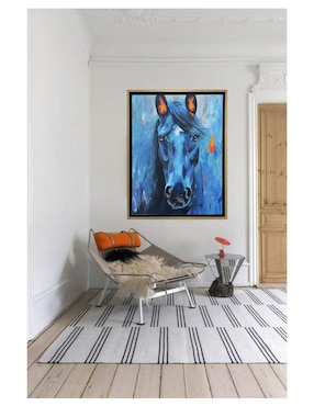 Pintura Equino azul con toques naranja técnica acrílico Lune Art Gallery AnimalArt