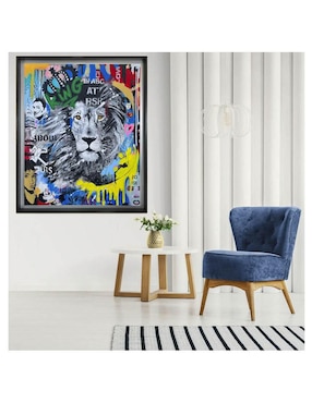 Pintura KING LION técnica mixta Lune Art Gallery ANIMALART