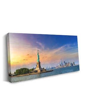 Cuadro decorativo Canvas Art Panorama estatua de la libertad con barniz a registro