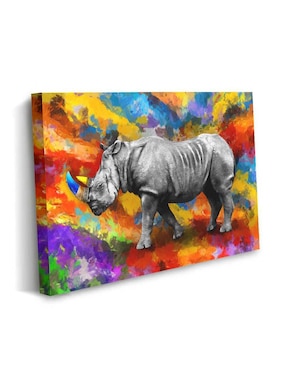 Cuadro decorativo Canvas Art Art pop rinoceronte con barniz a registro