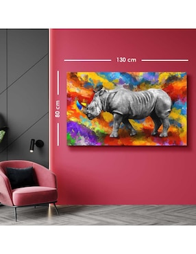 Cuadro decorativo Canvas Art Art pop rinoceronte con barniz a registro