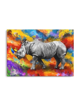 Cuadro decorativo Canvas Art Art pop rinoceronte con barniz a registro