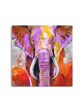 Cuadro Decorativo Canvas Art Elefante Colorido Con Barniz A Registro