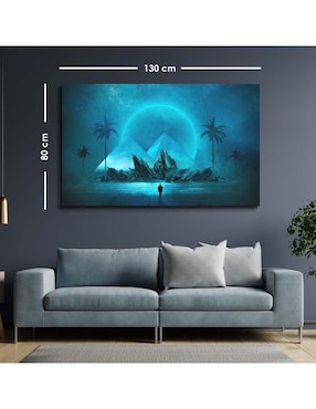Cuadro decorativo Canvas Art Paisaje nocturno futurista con barniz a registro