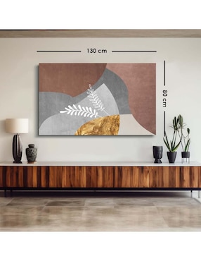 Cuadro decorativo Canvas Art Figura abstracta hojas naturales con barniz a registro