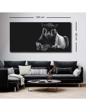 Cuadro decorativo Canvas Art Puma en la obscuridad con barniz a registro