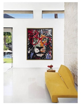 Pintura Intellectual Lion técnica acrílico Lune Art Gallery AnimalArt