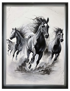 Pintura Éxodo en libertad técnica acrílico Lune Art Gallery Caballos