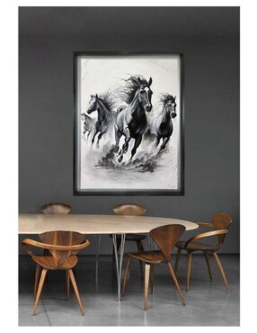 Pintura Éxodo en libertad técnica acrílico Lune Art Gallery Caballos