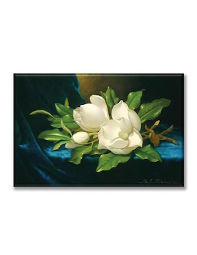 Cuadro Decorativo Industria Gráfica Ciento 23 Magnolias Gigantes Sobre Un Paño De Terciopelo Azul