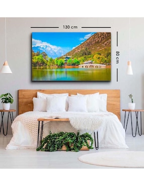 Cuadro decorativo Canvas Art Paisaje negro casco antiguo con barniz a registro