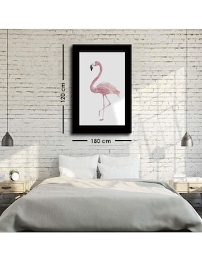 Cuadro decorativo Canvas Art Ave flamenco en acuarela con barniz a registro