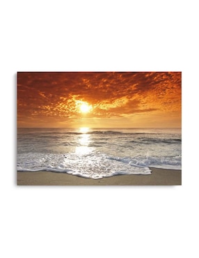 Cuadro decorativo Canvas Art Apuesta de sol en el mar con barniz a registro