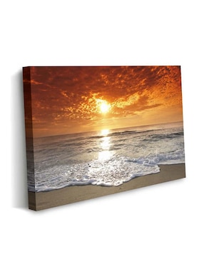 Cuadro decorativo Canvas Art Apuesta de sol en el mar con barniz a registro