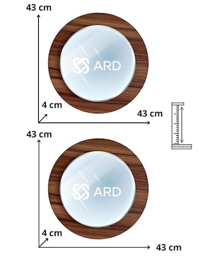 Espejo redondo Ard Decorativo de pared de madera Glanz Oak