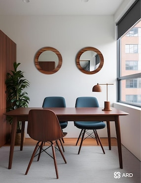 Espejo redondo Ard Decorativo de pared de madera Glanz Oak
