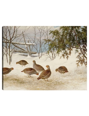 Cuadro decorativo Perdices en la nieve (1895) técnica mixta Cuadros Jr Aves Silvestres