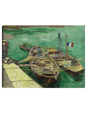 Cuadro decorativo Muelle con hombres descargando barcazas de arena (1888) técnica mixta Cuadros Jr Muelles