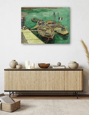 Cuadro decorativo Muelle con hombres descargando barcazas de arena (1888) técnica mixta Cuadros Jr Muelles