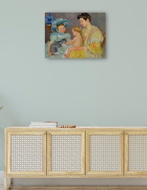 Cuadro decorativo Niños jugando con un gato técnica mixta Cuadros Jr Gente