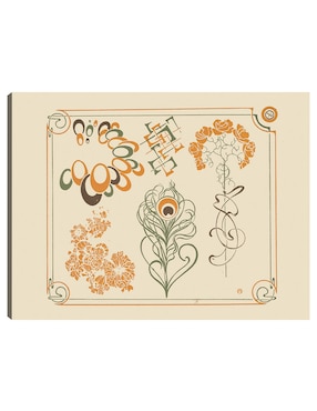 Cuadro Decorativo Diseño Abstracto A Base De Flores Y Formas Curvilíneas (1900) Técnica Mixta Cuadros Jr Formas