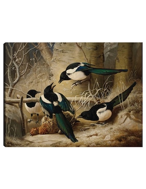 Cuadro decorativo Urracas alrededor de un urogallo hembra muerta (1867) técnica mixta Cuadros Jr Aves Silvestres