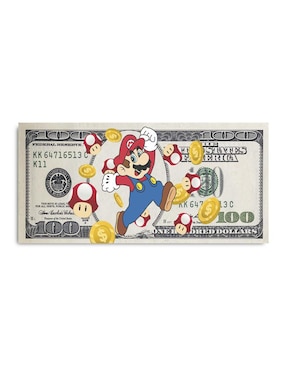 Cuadro Decorativo Canvas Art Billete De Mario Bros Con Barniz A Registro