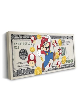 Cuadro decorativo Canvas Art Billete de Mario Bros con barniz a registro