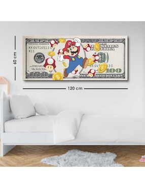 Cuadro decorativo Canvas Art Billete de Mario Bros con barniz a registro