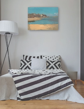 Cuadro decorativo Pueblo junto al mar en Bretaña técnica mixta Cuadros Jr Playas