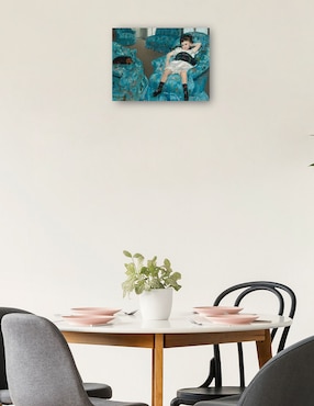 Cuadro decorativo Niña en un sillón azul técnica mixta Cuadros Jr Gente