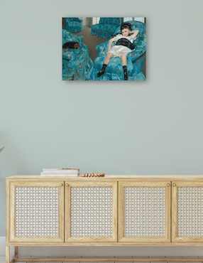 Cuadro decorativo Niña en un sillón azul técnica mixta Cuadros Jr Gente
