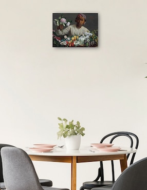 Cuadro decorativo Mujer joven con peonías técnica mixta Cuadros Jr Gente