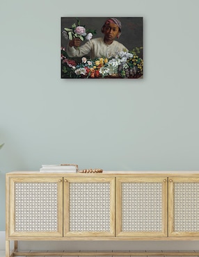 Cuadro decorativo Mujer joven con peonías técnica mixta Cuadros Jr Gente