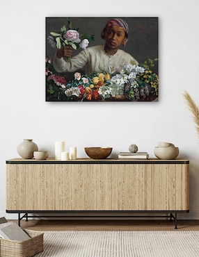 Cuadro decorativo Mujer joven con peonías técnica mixta Cuadros Jr Gente