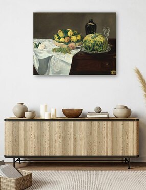 Cuadro decorativo Naturaleza muerta con melón y melocotones técnica mixta Cuadros Jr