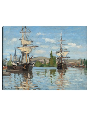 Cuadro decorativo Barcos navegando por el Sena en Rouen técnica mixta Cuadros Jr Navegación