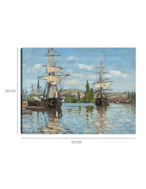Cuadro decorativo Barcos navegando por el Sena en Rouen técnica mixta Cuadros Jr Navegación