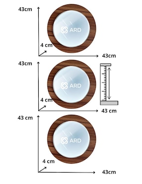 Espejo redondo Ard Decorativo de pared de madera Glanz Oak