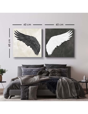 Cuadro decorativo Canvas Art Set de alas realistas duales con barniz a registro
