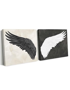 Cuadro decorativo Canvas Art Set de alas realistas duales con barniz a registro