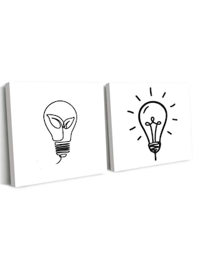 Cuadro decorativo Canvas Art set de bombillas generando ideas con barniz a registro