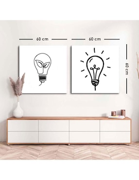 Cuadro decorativo Canvas Art set de bombillas generando ideas con barniz a registro