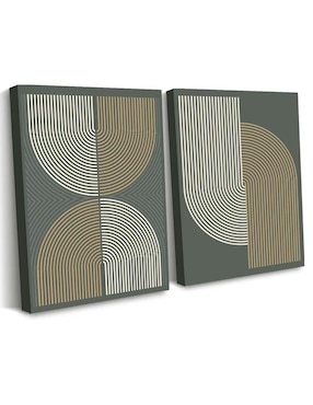 Cuadro decorativo Canvas Art set de figuras en líneas abstractas con barniz a registro