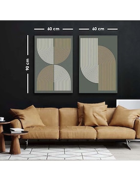 Cuadro decorativo Canvas Art set de figuras en líneas abstractas con barniz a registro
