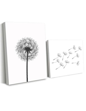Cuadro decorativo Canvas Art set de diente de león en el aire con barniz a registro