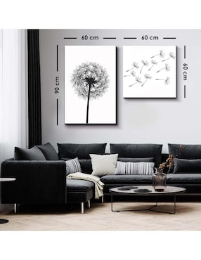 Cuadro decorativo Canvas Art set de diente de león en el aire con barniz a registro